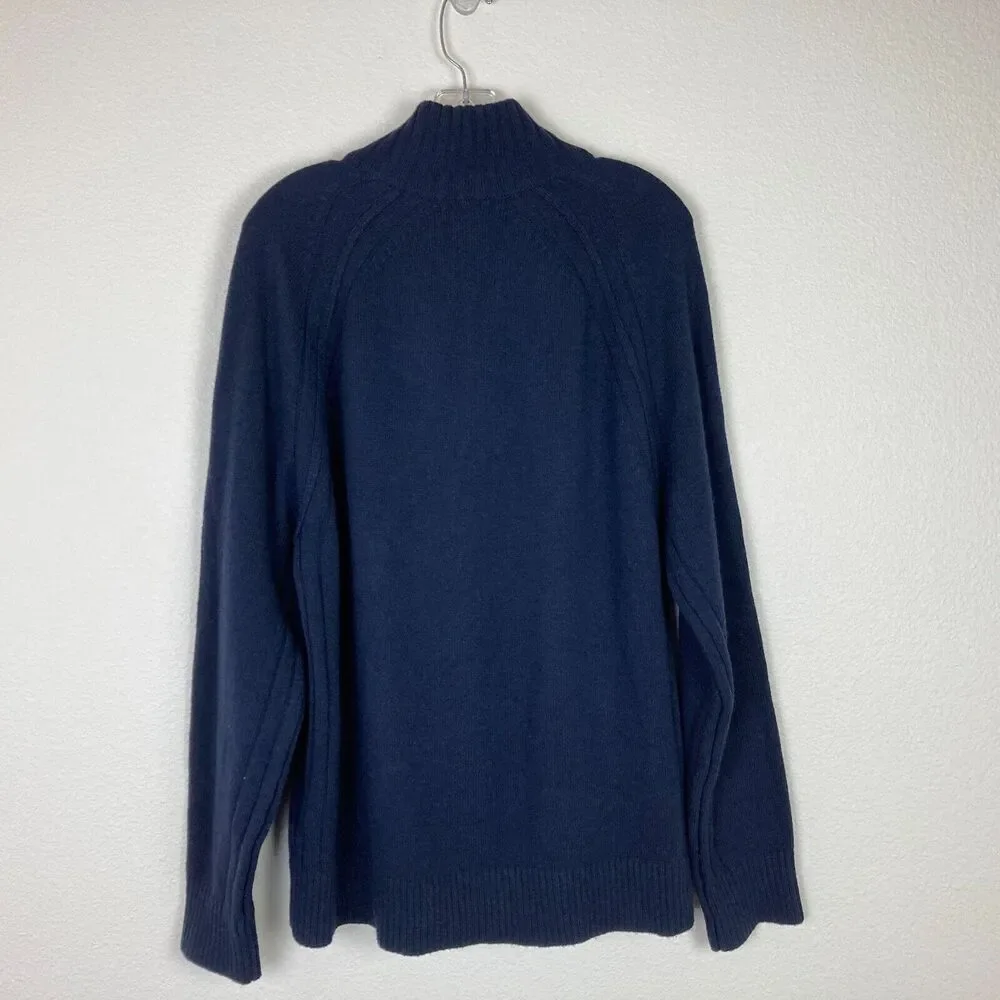 Banana Republic Men’s High Neck Sweater Size L Navy Blue Wool Blend Stretch